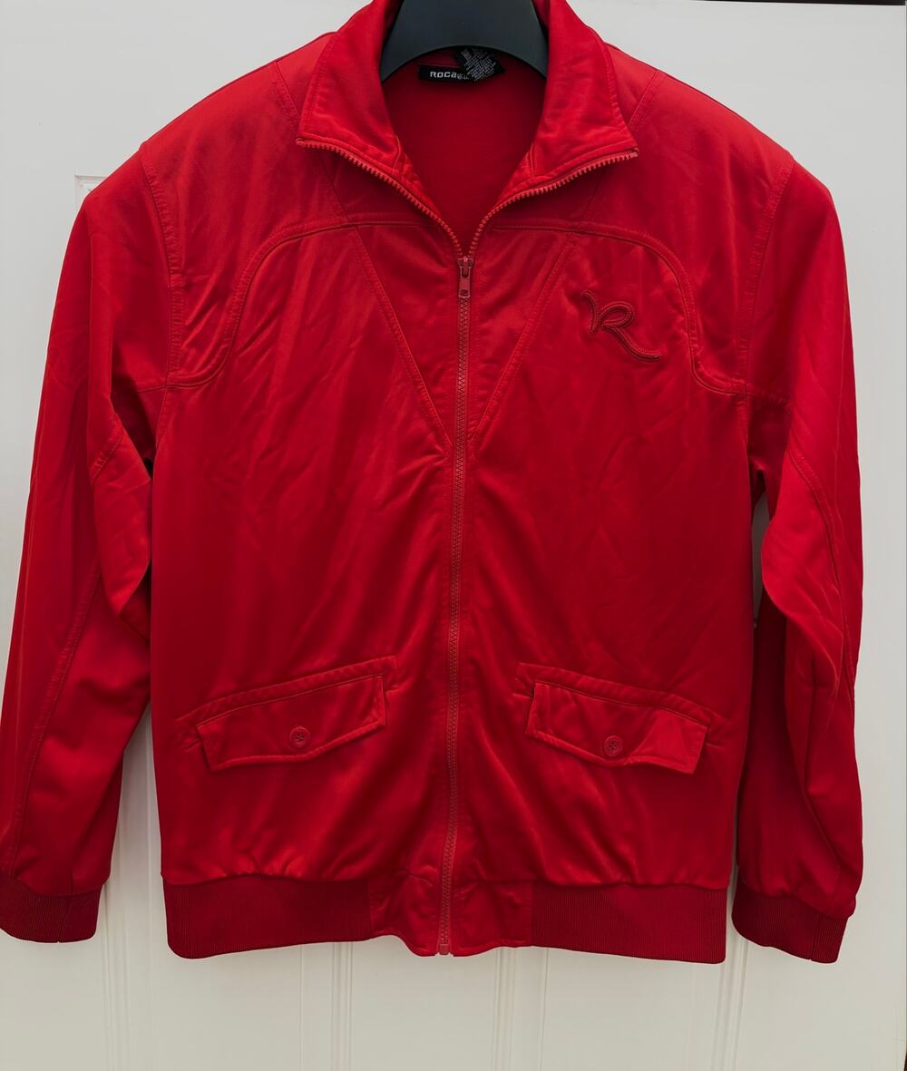 Rocawear Red Full Zip Men’s Large Track Jacket Y2K Hip Hop Streetwear Fleece